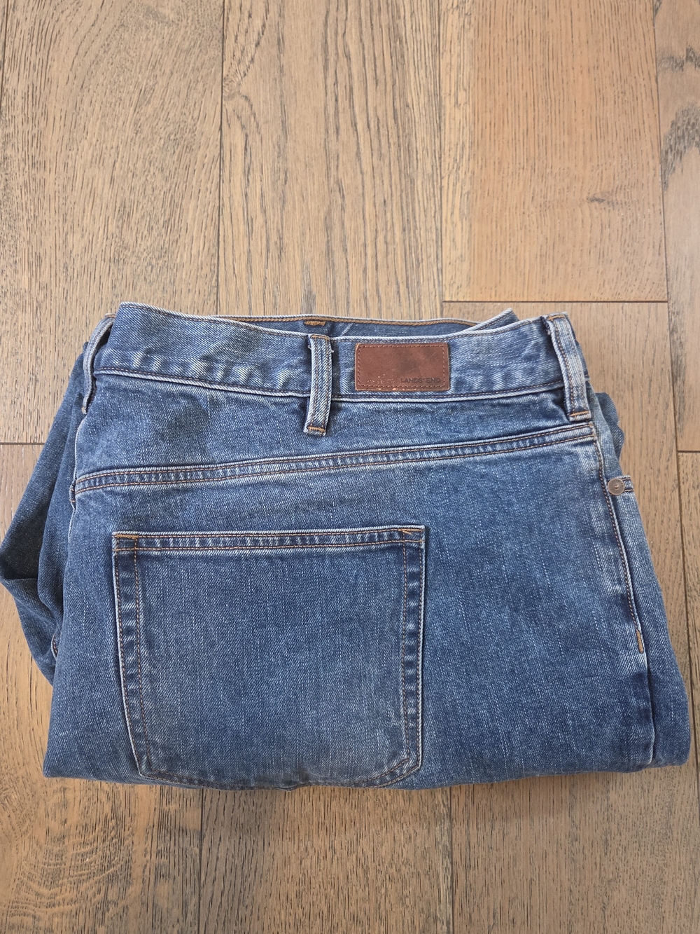 Lands' End Women's Straight Leg Blue Denim Jeans